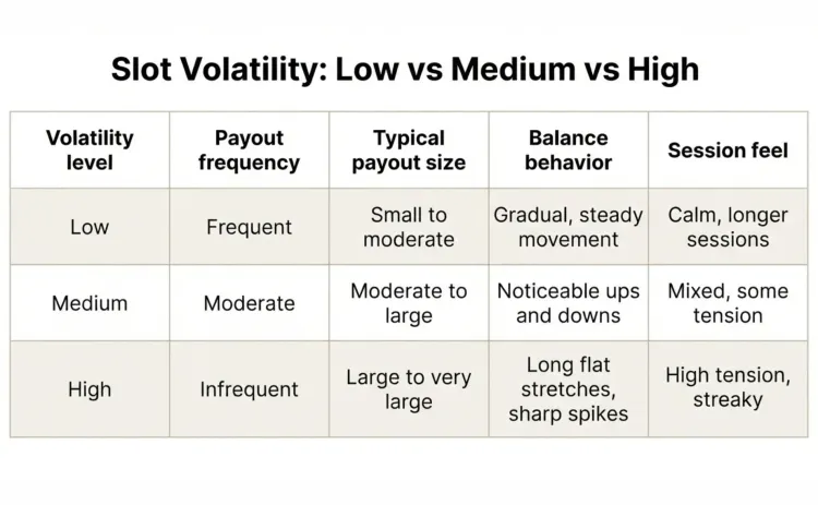 slot volatility levels comparison