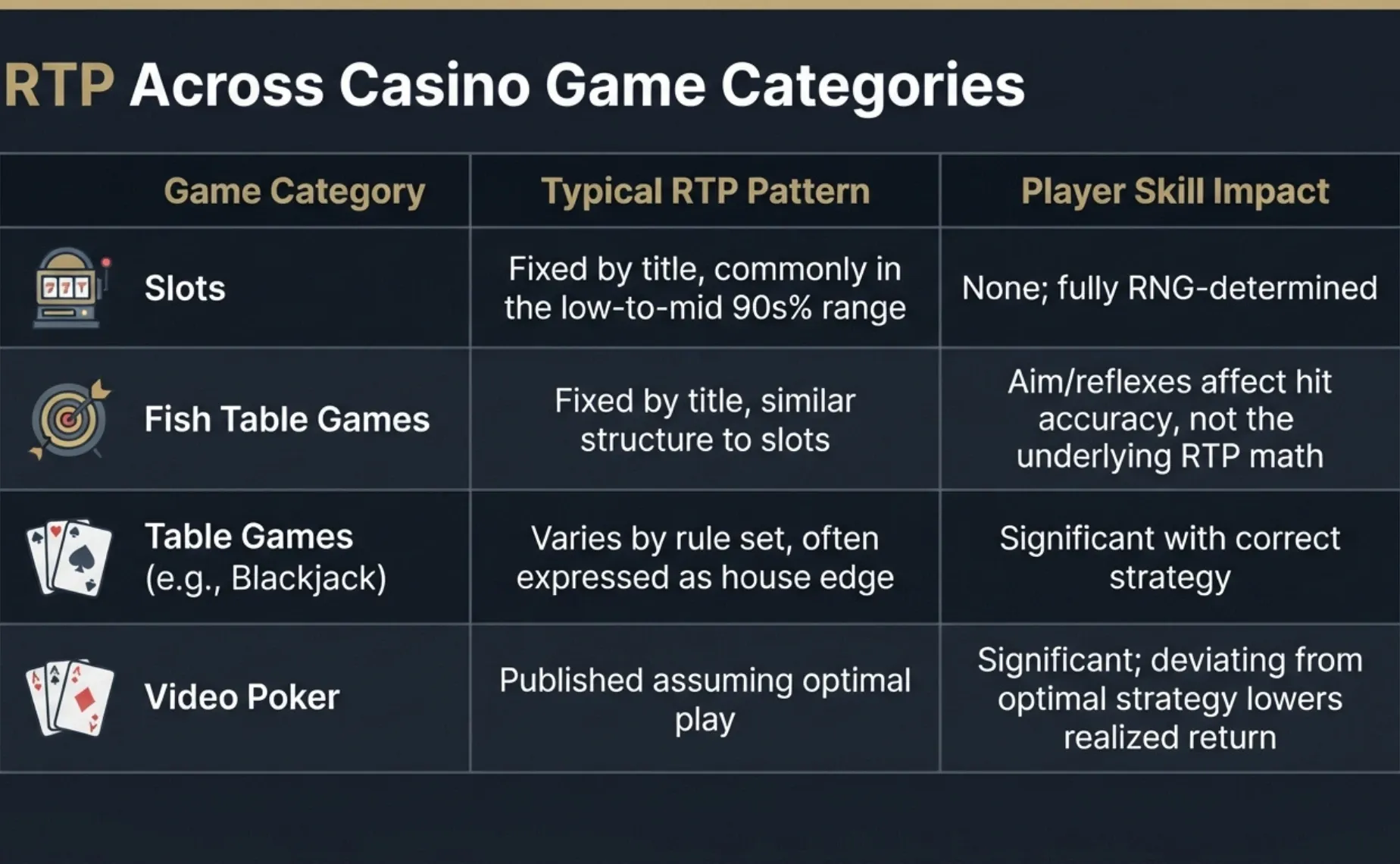 rtp across casino game categories