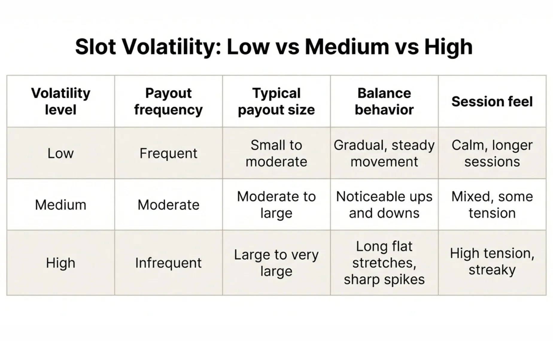 slot volatility levels comparison